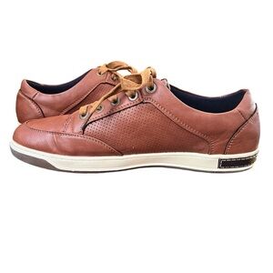Jousen Milan Size US 8 Men’s Leather Sneakers Shoes Saddle Brown Yellow Lace-Up
